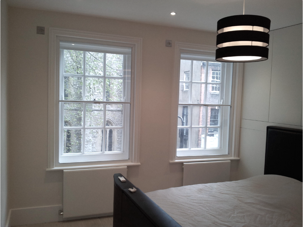 Secondary glazing on sash windows in a London period property